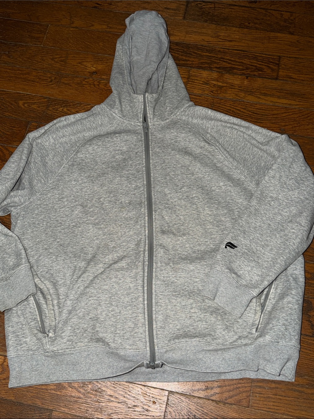 Fabletics Light Gray Full-Zip Hoodie
